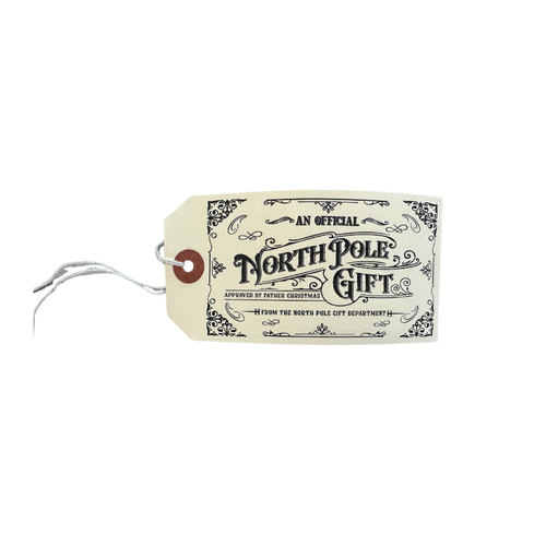 An official North Pole gift letterpress gift tags pack of 5: Beige