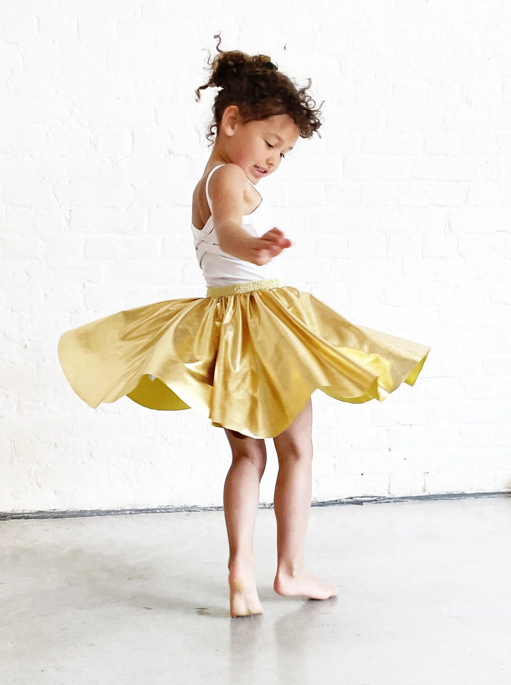 Gold metallic skater skirt