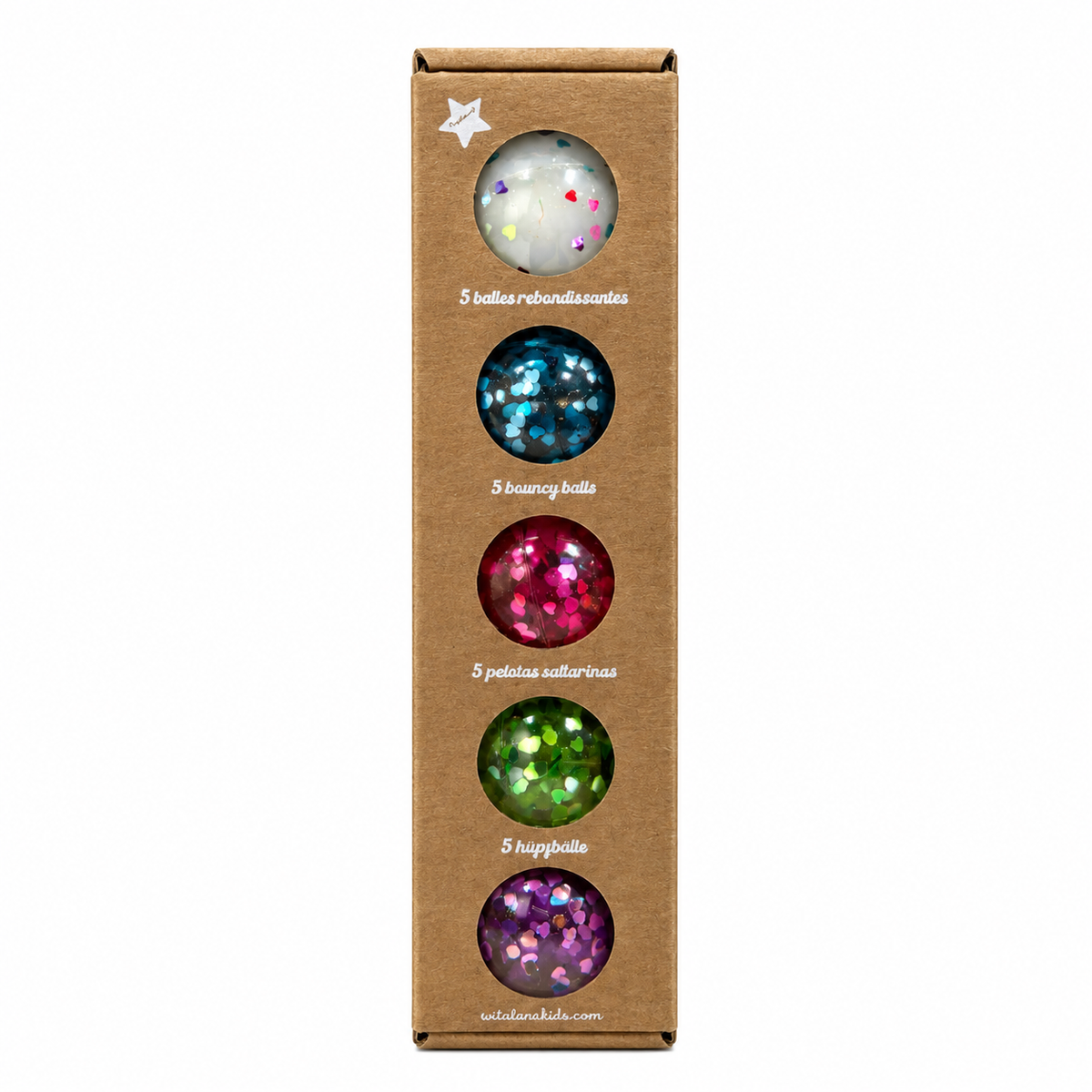 Pack of 5 heart bouncing balls - Multico